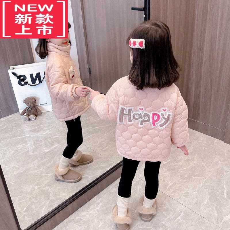 可莉允女童秋冬装棉服儿童公主棉衣女宝宝冬季洋气加绒加厚轻薄保暖外套图片