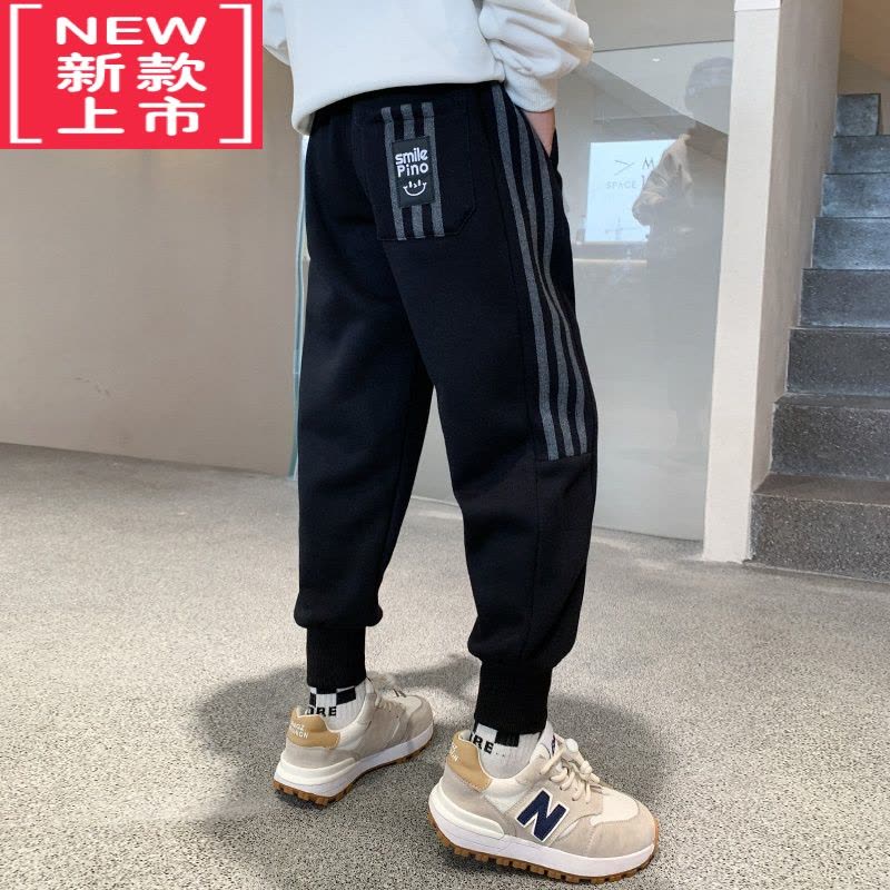 可莉允儿童装男童加绒裤子秋冬款2022新款保暖棉冬装中大童运动加厚卫裤保暖裤图片