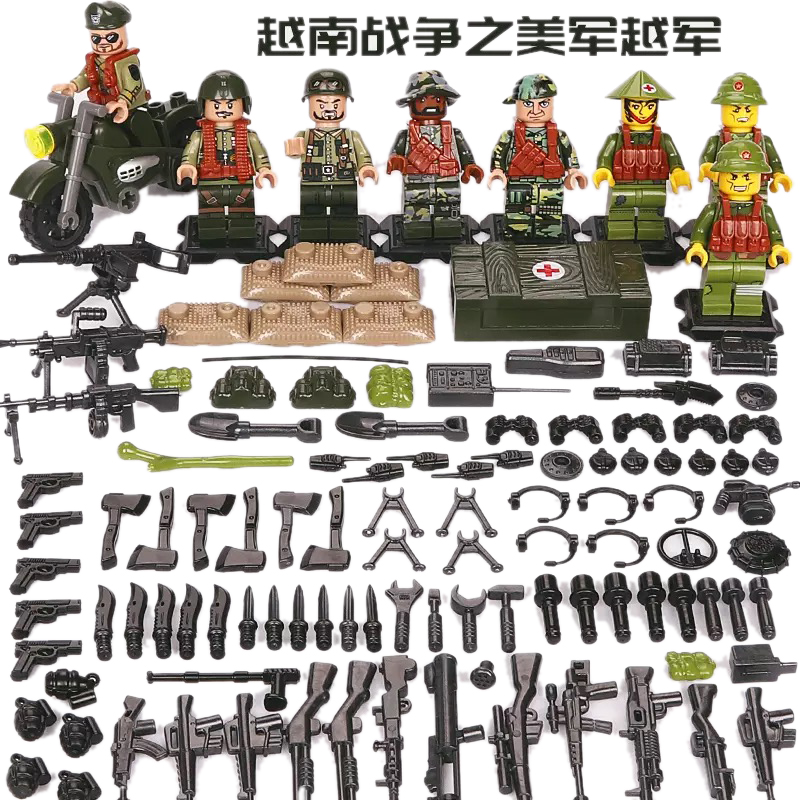 新年军事小人仔日军小鬼子士兵装备武器积木拼装男孩子玩具 海陆空队6款高清大图