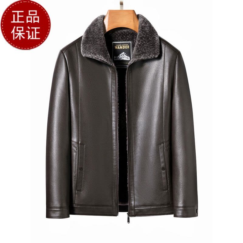 免费试穿 真皮皮衣男士山羊皮皮毛一体翻领短款羊毛内胆外套男羊羔毛绒机车高级皮衣夹克2024新款冬季加厚棉衣服图片