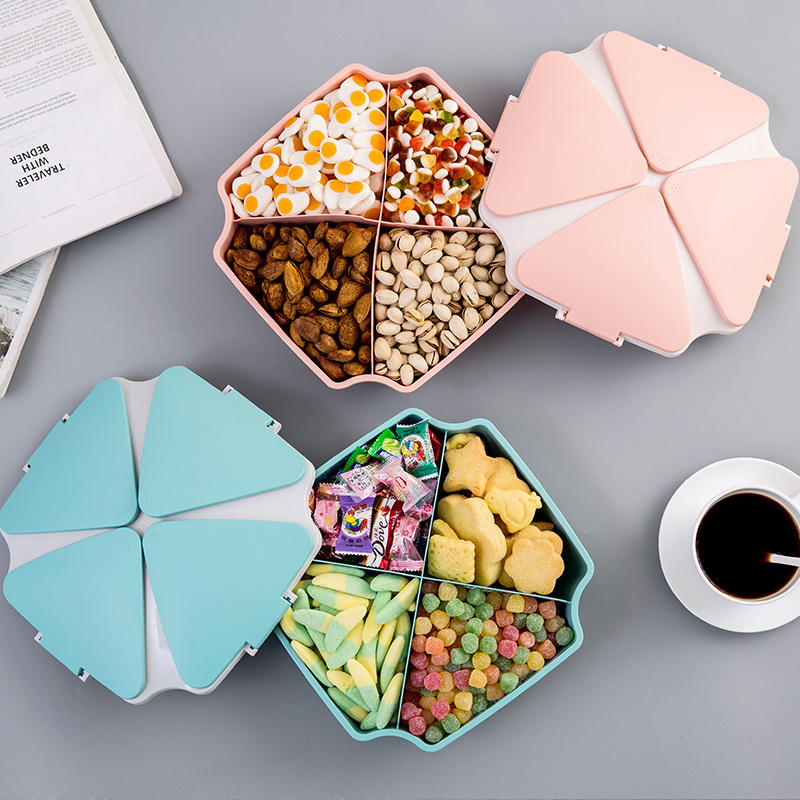 家柏饰(CORATED)双层分格糖果盒塑料干果盒家用带盖干果盘客厅瓜子盒子零食收纳盒高清大图