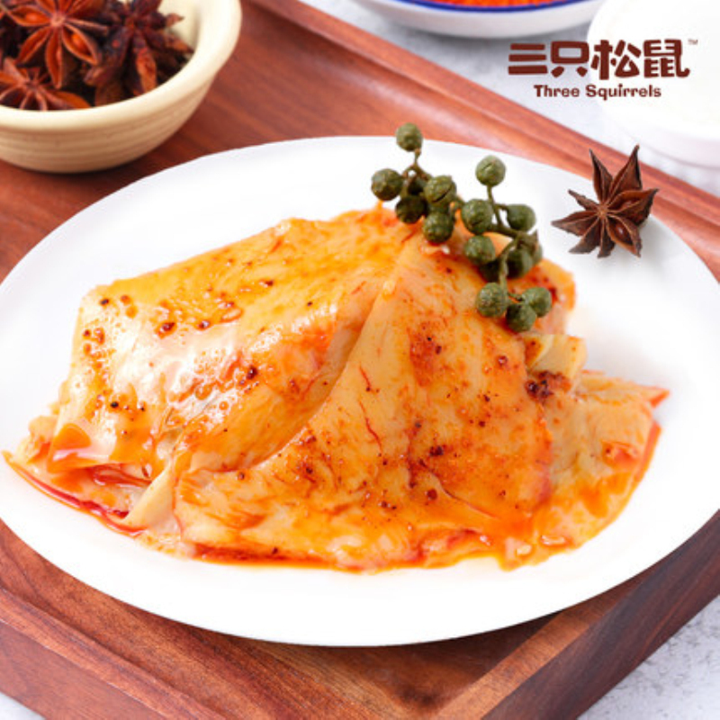 三只松鼠大片牛板筋烧烤味5袋装 100g*5袋 特产肉脯小吃麻辣味熟食牛肉干 烧烤味