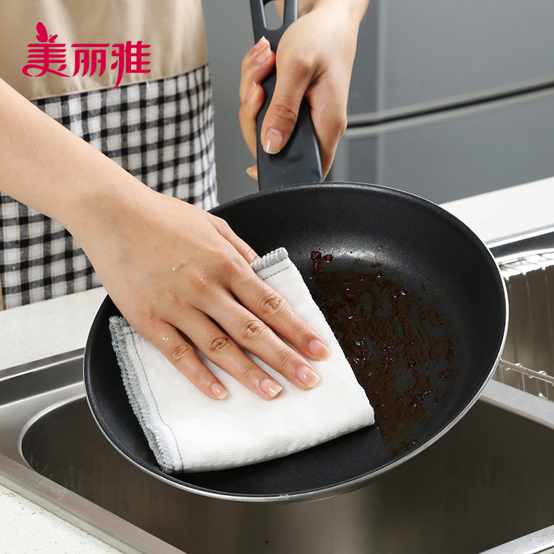 美丽雅 家用经济装洗碗巾抹布柔软吸水去污易清洗抹布10片入清洁抹布