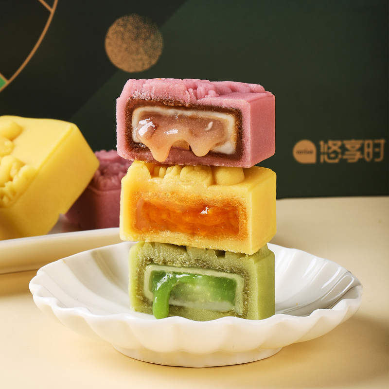 YOTIME悠享时中秋节月饼礼盒装900g网红奶流心饼干桃山皮送礼礼品定制