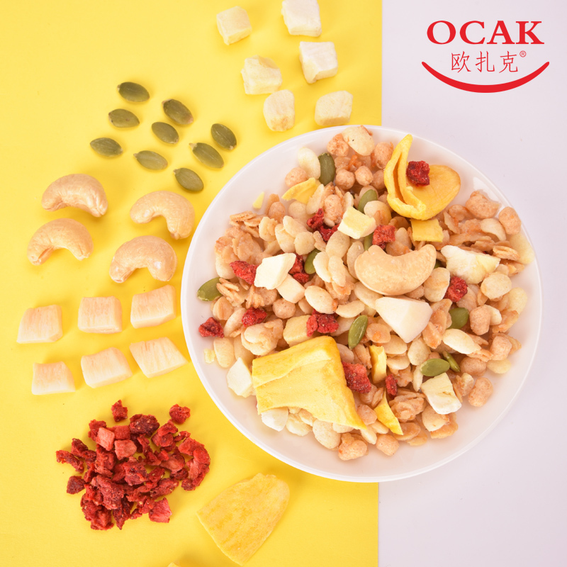 欧扎克(OCAK)榴莲椰脆坚果麦片即食早餐营养代餐干吃水果燕麦