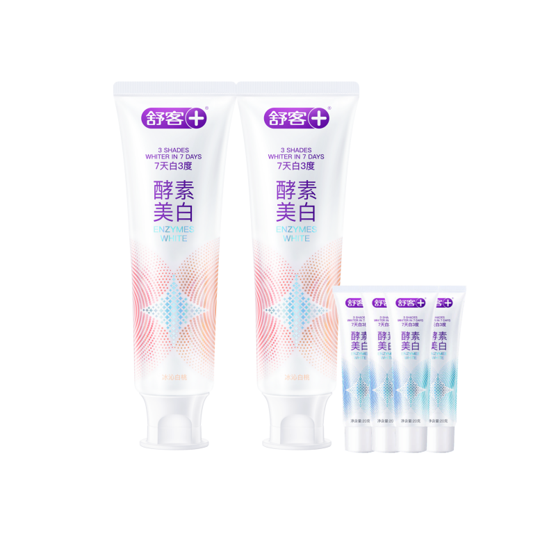 舒客酵素美白牙膏(冰沁白桃)120g*3赠送6个牙膏