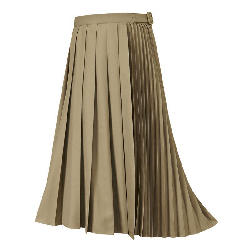 3,叠加199减30]mecity女装冬季新款百褶不规则中长款高腰半身裙女