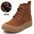 复古磨砂皮雪地靴秋冬季新款厚底耐磨软底休闲百搭加绒女棉鞋 杏色 42