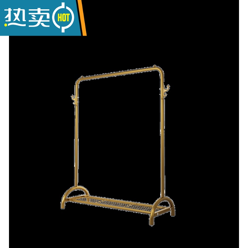 敬平晾衣架落地折叠室内晒衣架阳台卧室挂衣架子家用简易单杆式衣帽架 轻奢金-120cm[拱桥款-双挂钩-侧置物网] 大高清大图