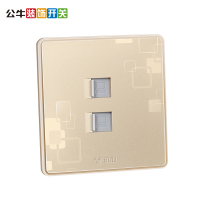 公牛(BULL)双网线插座二位墙壁86型宽带信息双电脑网络插座双网口网络面板G18T222 玫瑰金
