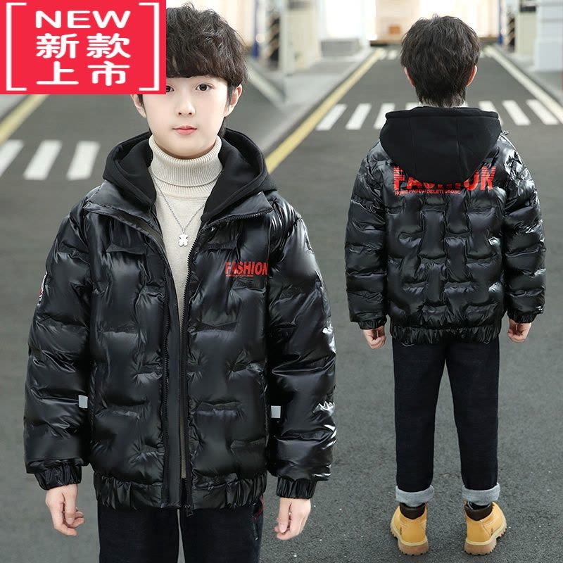 可莉允儿童装男童冬装免洗棉衣亮面外套2022新款中大童男孩夹棉加厚棉袄棉服图片