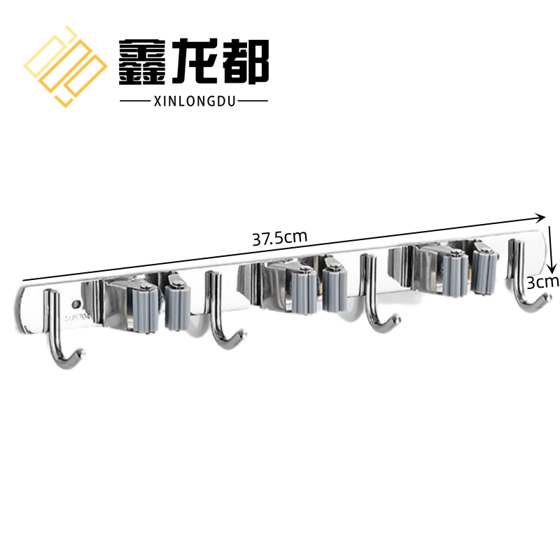 鑫龙都不锈钢拖把架3夹4钩个高清大图
