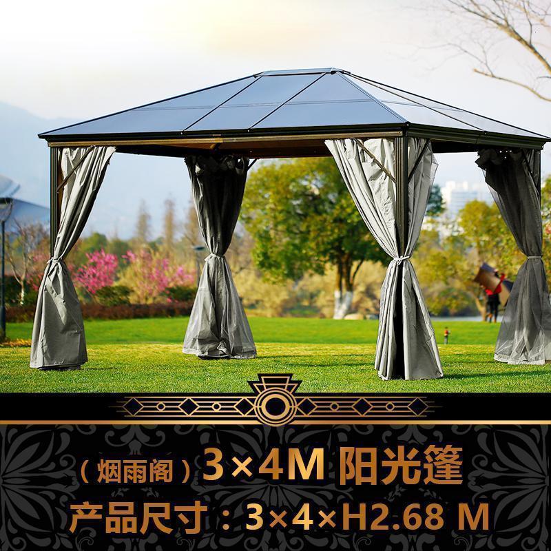 户外凉亭罗马帐篷庭院别墅景区花园休闲欧式遮阳光篷雨棚豪华亭子 (烟雨阁)3*4阳光篷