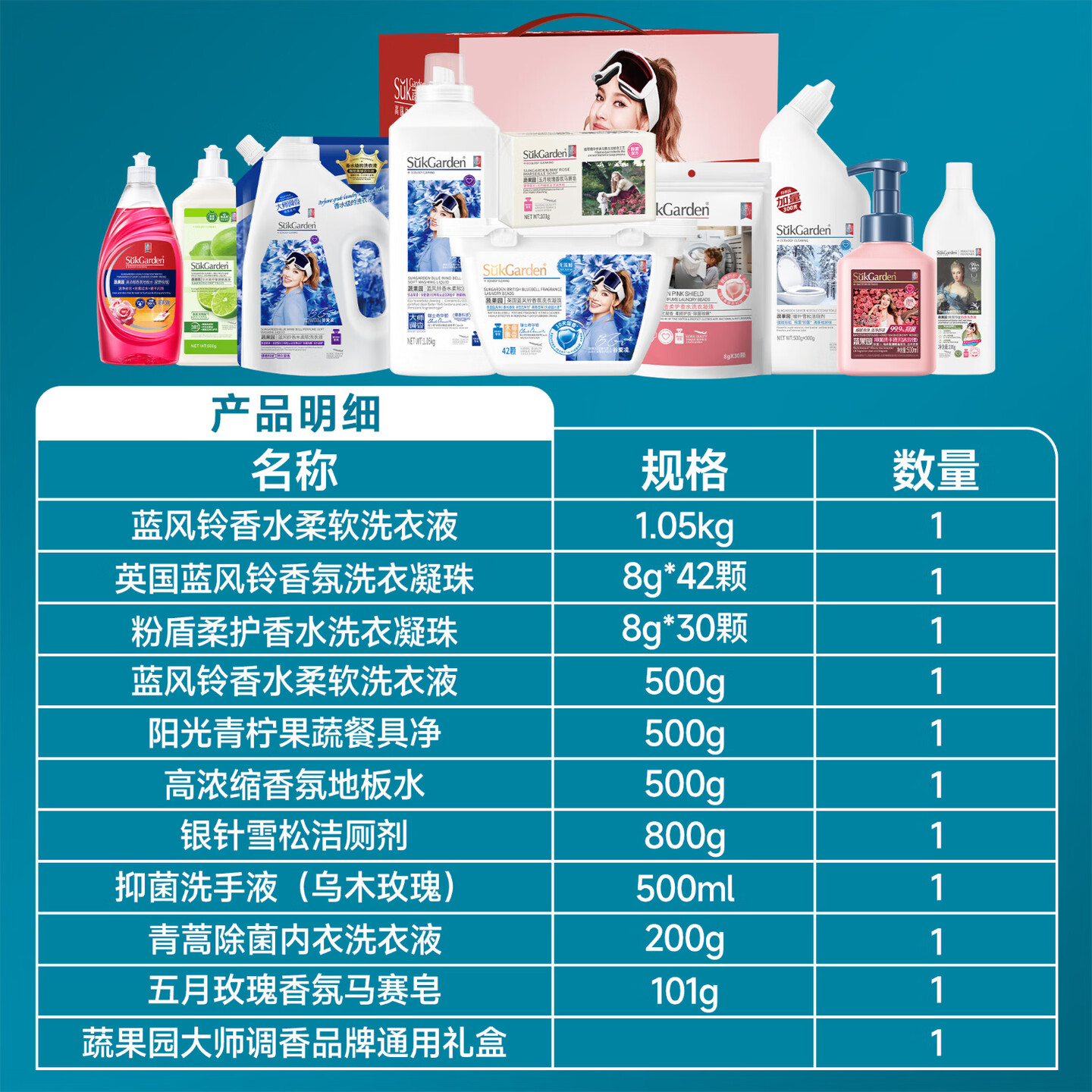 蔬果园家清洗护套装礼盒 家清套装大礼包 蔬果园家清优选十件套4.73kg高清大图