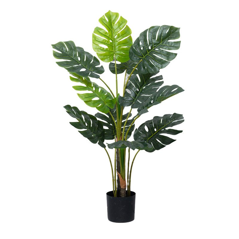 35厘米九头龟背叶白盆假绿植仿真龟背叶盆栽北欧ins风龟背竹植物客厅