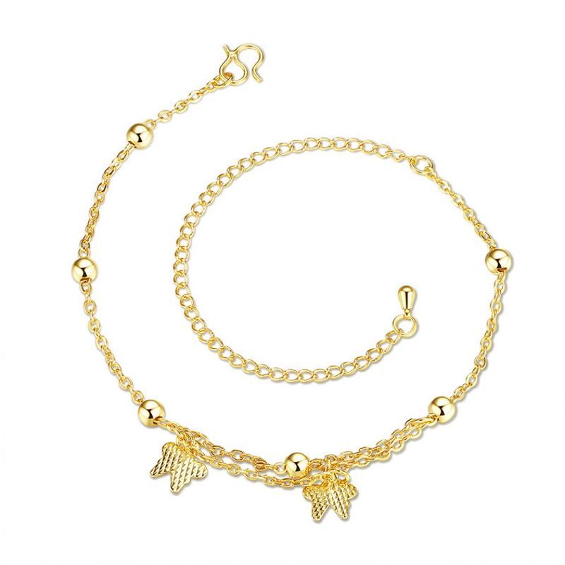 A058-A Women 18K yellow gold anklet jewelry 镀黄金色女脚链潮