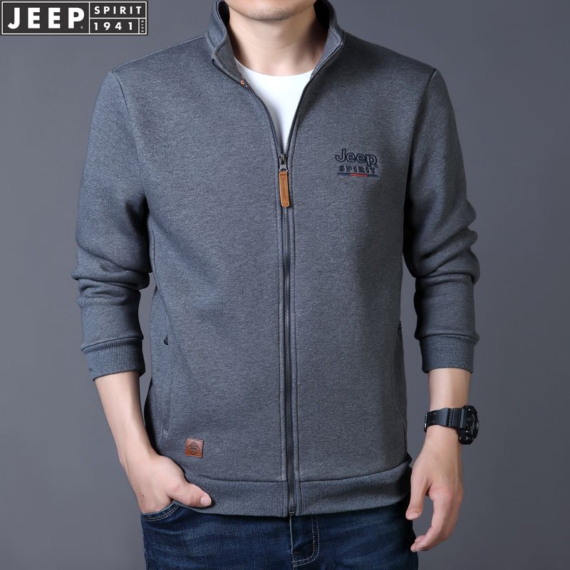 JEEP SPIRIT吉普夹克男纯棉立领开衫男装商务休闲上衣夹克衫卫衣男秋冬百搭外套