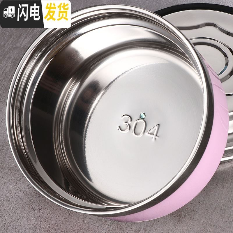 三维工匠304不锈钢保温饭盒桶饭缸双层学生成人分格隔便当盒多层家用带盖 蓝色4层[配304餐具]+保温袋高清大图