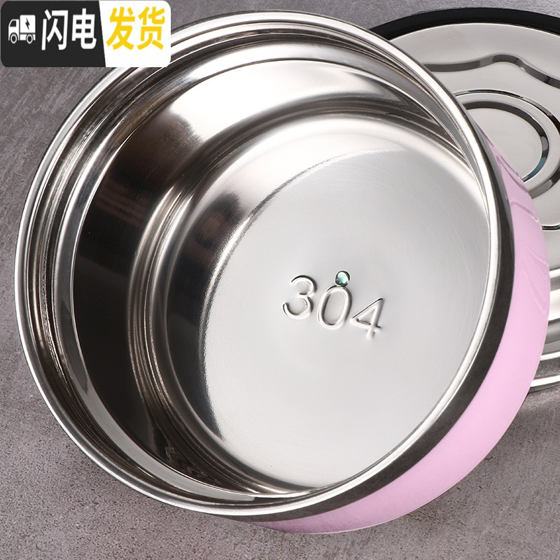 三维工匠304不锈钢保温饭盒桶饭缸双层学生成人分格隔便当盒多层家用带盖 蓝色4层[配304餐具]+保温袋