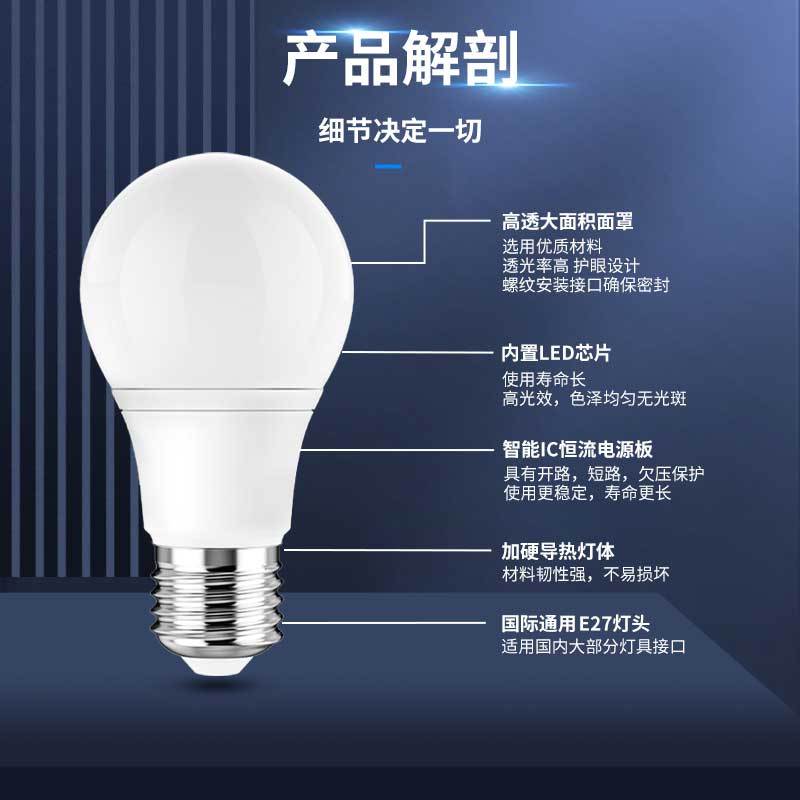 秦然 led雷达感应球泡灯 9W-E27螺口 白光 10个高清大图