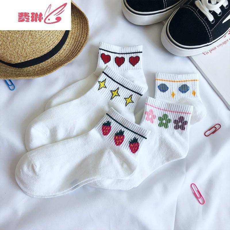 泫雅小花袜子女夏季网眼短袜浅口白色船袜韩版可爱日系ins潮网红费琳