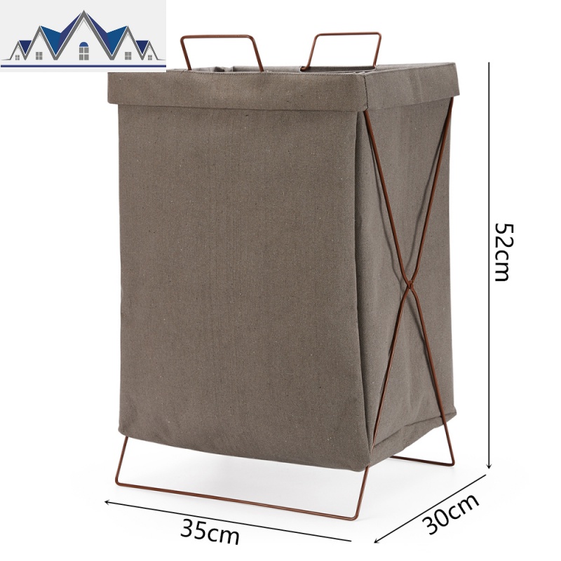 北欧简约风格支架式脏衣篮防水防潮脏衣篓可折叠洗衣篮大号收纳篮 三维工匠 简约灰色