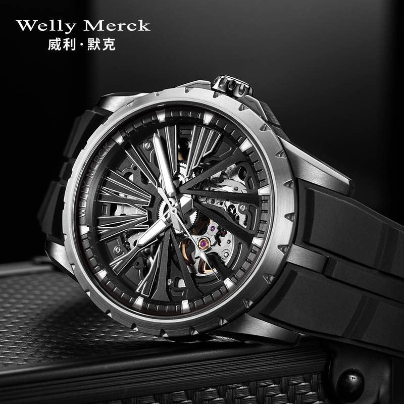 wellymerck威利默克手表男新款自动机械表品牌正品防水时尚男表大表盘