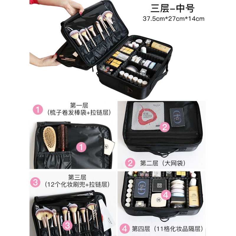 家柏饰(CORATED)化妆包大容量ins风火化妆箱手提便携跟化妆师专用化妆品收纳包高清大图