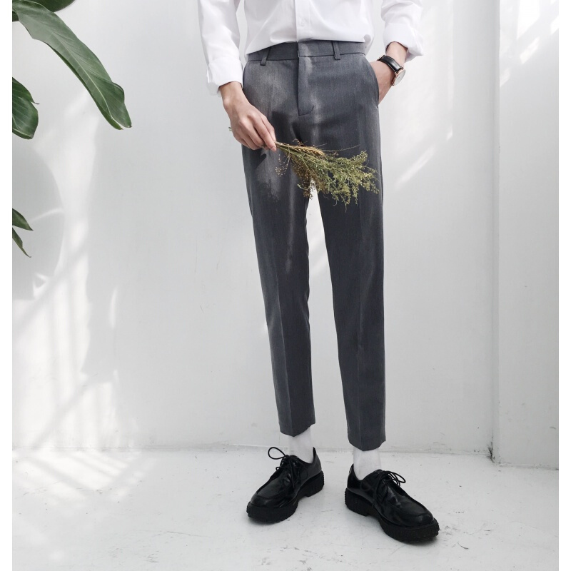 18春夏男裤子修身小脚休闲西裤韩版潮男士九分休闲裤显腿长