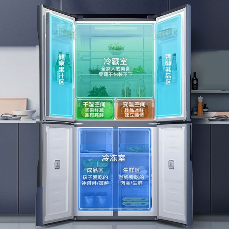 容声(Ronshen)430L十字门对开门电冰箱超薄一级变频风冷无霜冰箱