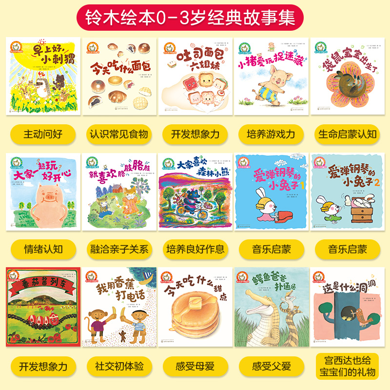 [正版]铃木绘本0-3岁 合辑15册 蒲公英绘本启蒙认知早教亲子睡前故事 幼儿成长启蒙卡通动漫图画 幼儿童0-3-岁睡高清大图