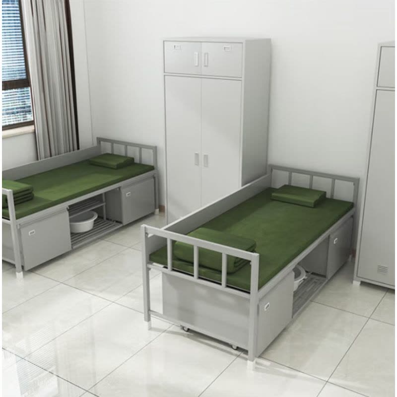 钢制营房营具配套军绿布套3CM加厚椰棕床垫图片