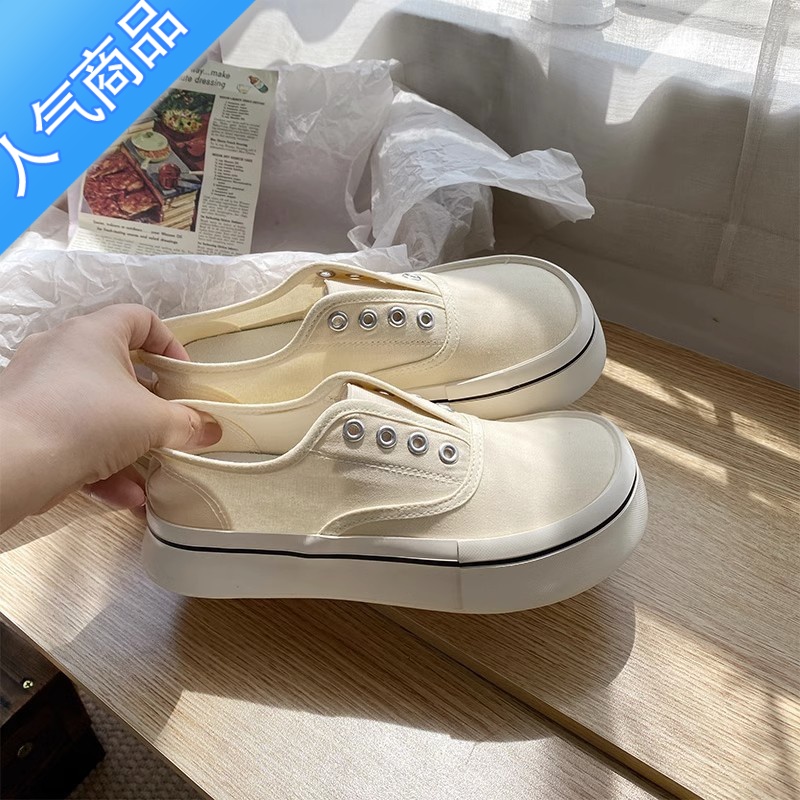 SUNTEK芒果头小众小白鞋子女2023夏季新款网红超火板鞋ins潮学生帆布鞋高清大图