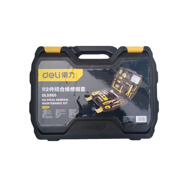 得力 家用多功能五金工具箱手动工具套装电工维修工具箱家用应急包27件 DL5963