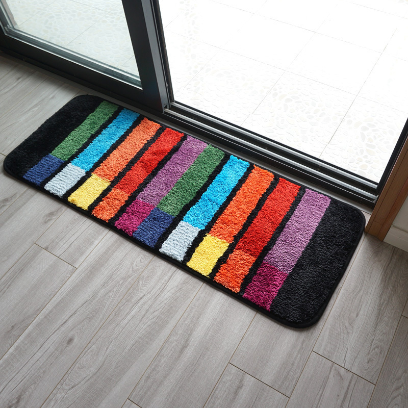 美帮汇美丽条纹彩琴键长条地垫阳台推拉窄长条地毯柔软吸水45120
