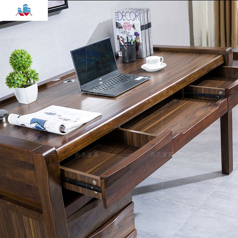 新中式实木书桌写字台电脑桌简约现公桌1.2米1.5m1.8米老板桌 泰空仓