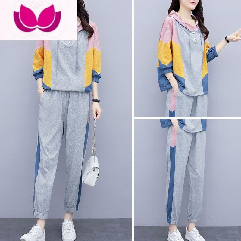 七斓装休闲宽松套装女士2023新款大码时尚时髦洋气运动服图片