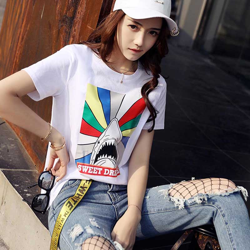 女装 #百搭穿就对了网红同款半截袖衣服hip-hop奇葩快手同款夏T恤