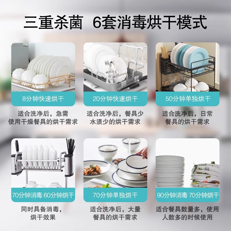 西门子 HS223601W 嵌入式消毒柜双门90升大容量 高温紫外线臭氧二星级消毒碗筷柜 餐具烘干厨房碗柜高清大图