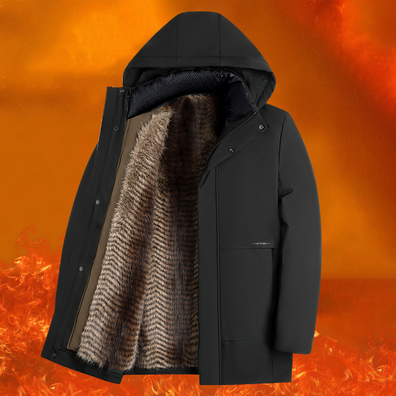 啄木鸟棉服男款2025冬爸爸装新款加绒加厚防寒棉袄中老年棉衣外套 258黑色可脱卸 200/5XL180-195斤