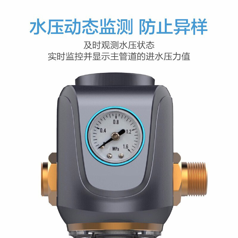 永宸 MP280 前置过滤器 家用40μm反冲洗净水器 大通量压力表中央净水机 单台装lq-wg