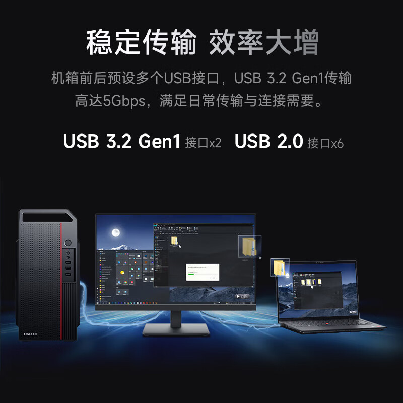 联想(Lenovo)生态异能者Co-G2商用定制电脑 I5-12400 16G 1T+512GB 2G独显 21.5英寸显示器