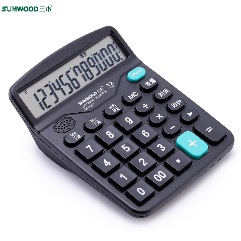 三木(SUNWOOD) SM837Y语音计算器12位数财务办公学生计算机 送电池2节高清大图