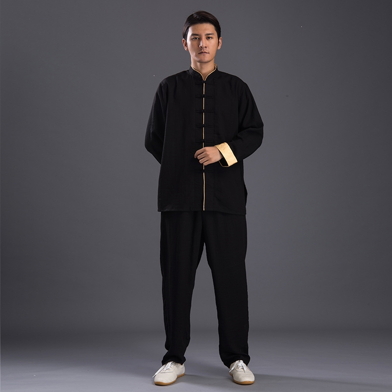 闪电客秋季太极服棉麻太极拳天麻练功服亚麻武术服装晨练服