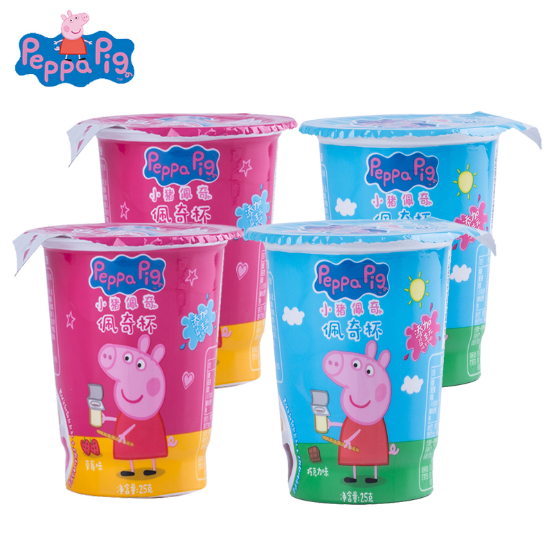 小猪佩奇PeppaPig蘸酱杯草莓味×2 巧克力味×2 组合装 4盒装 儿童零食