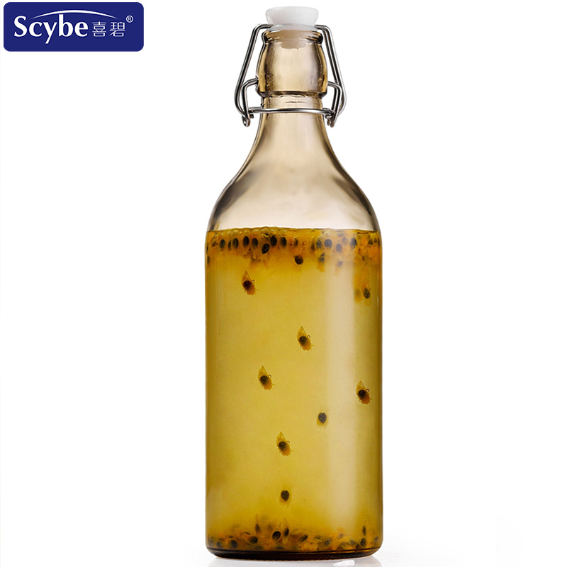 Scybe喜碧 戈雅玻璃瓶1100ml酿酒瓶红酒瓶泡酒带盖白酒瓶空瓶子单支装