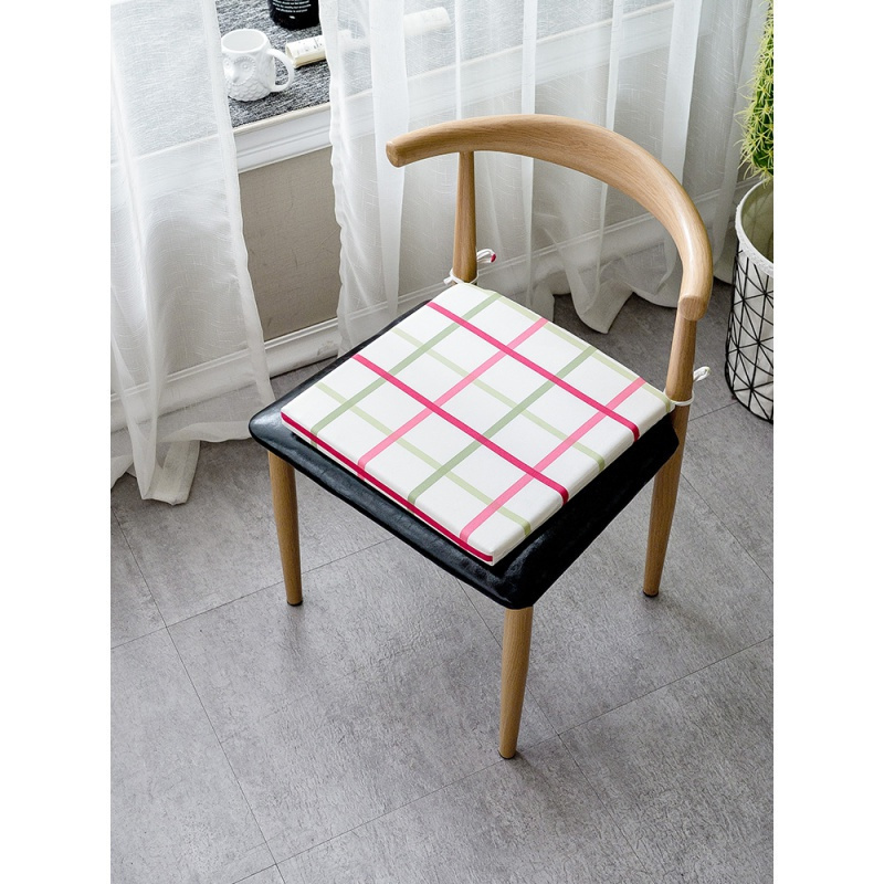 美帮汇粉格子餐厅餐桌椅垫办公室学生椅子坐垫凳子垫冬季可拆洗全棉