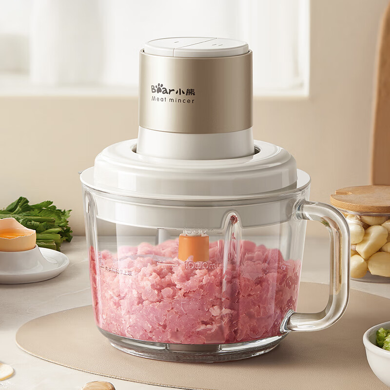 小熊(Bear)绞肉机家用 绞馅机 碎肉机 电动料理搅拌打肉机2L QSJ-K03N5【升级悬浮无孔双刀】