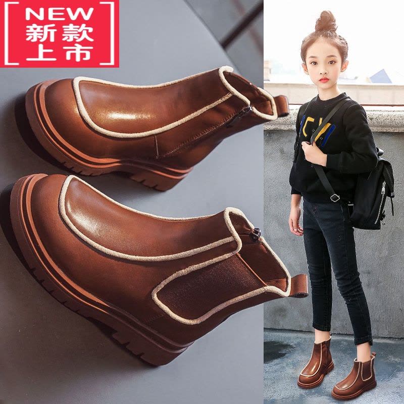 可莉允女童靴子2022秋冬季新款马丁靴儿童皮靴加绒靴子女孩短靴公主单靴图片