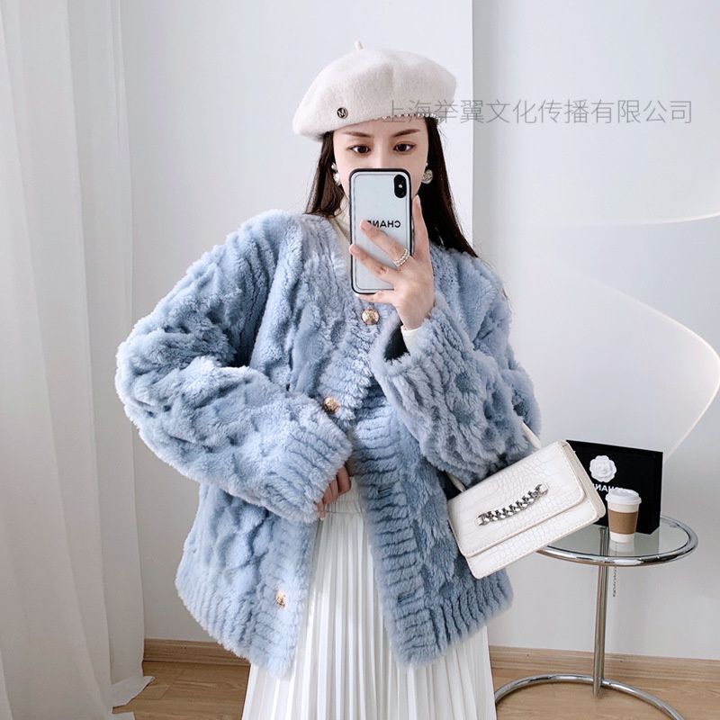 颗粒羊剪绒皮新款复合皮毛一体女短款羊羔毛外套冬季大衣